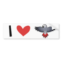 I Love African Greys / Amazons / Parrots Bumper Sticker