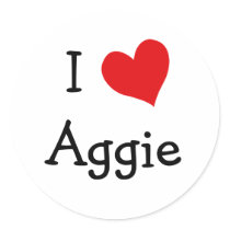 I Love Aggie Round Sticker