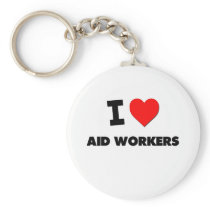 I Love Aid Workers Keychains