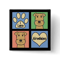 I Love Airedales buttons by dogcartoons I Love Airedales buttons