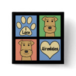 I Love Airedales Pinback Buttons