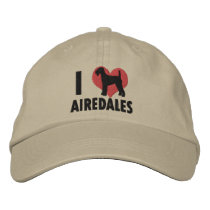 I Love Airedales embroidered hats by MenagerieMayhem I Love Airedales embroidered hats