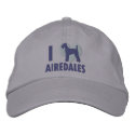 I Love Airedales Gray embroidered hats by MenagerieMayhem I Love Airedales Gray embroidered hats