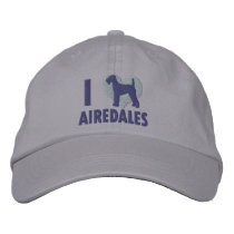 I Love Airedales Gray Embroidered Baseball Cap