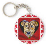 I Love Airedales Keychain