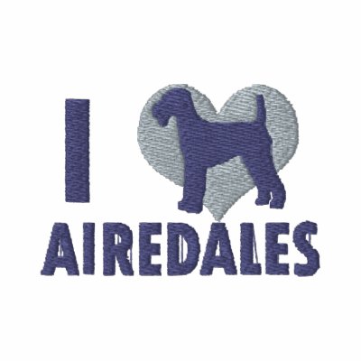 I Love Airedales Ladies Monochrome Polo Shirt by MenagerieMayhem