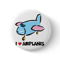I Love Airplanes Pinback Button