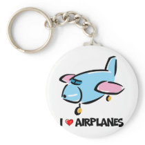 I Love Airplanes Keychain
