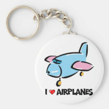 I Love Airplanes Keychain