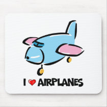 I Love Airplanes Mousepad