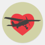 I Love Airplanes Round Stickers