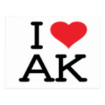 I Love AK - Heart - Postcard