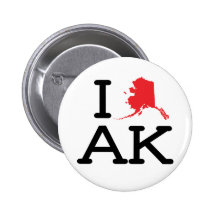 I Love AK - State - Round Button