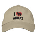 I Love Akitas Embroidered Hat embroidered hats by MenagerieMayhem I Love Akitas Embroidered Hat embroidered hats