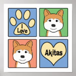 I Love Akitas Posters