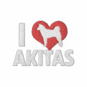 I Love Akitas Women's embroidered shirts by MenagerieMayhem I Love Akitas Women's embroidered shirts