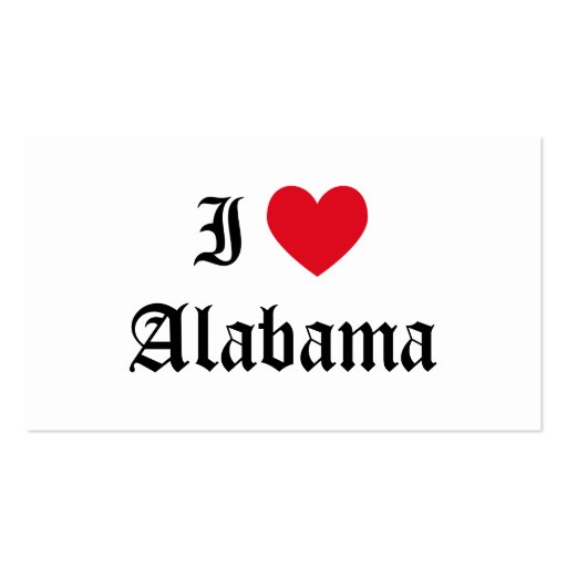 I Love Alabama Business Card Template (front side)