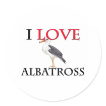 I Love Albatross Round Sticker