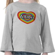 I love Albert, rainbow heart T Shirt