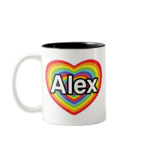 I love Alex, rainbow heart Coffee Mug