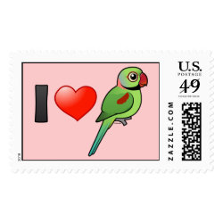 I Love Alexandrine Parakeets Large Stamp 2.5