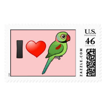I Love Alexandrine Parakeets Stamp
