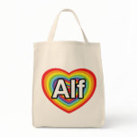 I love Alf, rainbow heart Tote Bag