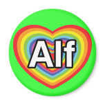 I love Alf, rainbow heart magnets