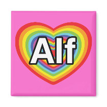 I love Alf, rainbow heart Magnet