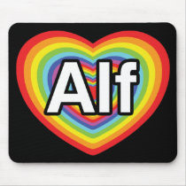 I love Alf, rainbow heart Mousepads