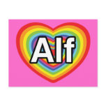 I love Alf, rainbow heart Postcards