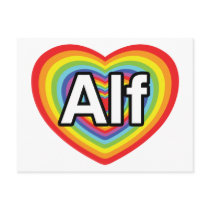 I love Alf, rainbow heart Postcard