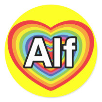 I love Alf, rainbow heart Round Stickers