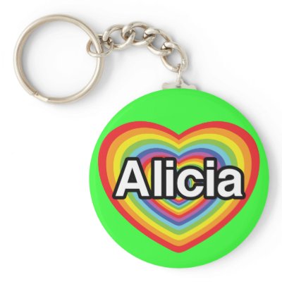 I love Alicia, rainbow heart key chains