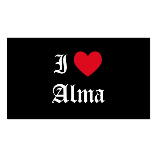 I Love Alma Business Cards (front side)