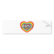 I love Alma, rainbow heart Bumper Stickers