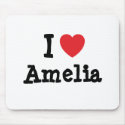 Amo la camiseta del corazón de Amelia alfombrillas de raton 