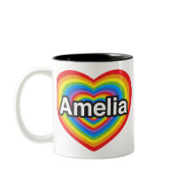 I love Amelia. I love you Amelia. Heart Coffee Mugs