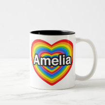 I love Amelia. I love you Amelia. Heart Coffee Mugs
