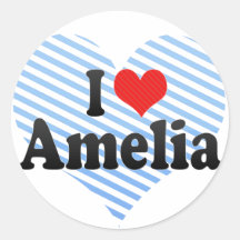 I Love Amelia Round Sticker