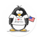I Love America Penguin stickers