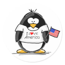 I Love America Penguin stickers
