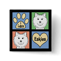 I Love American Eskimos buttons by dogcartoons I Love American Eskimos buttons