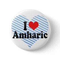 I Love Amharic Pinback Button