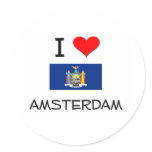 I Love Amsterdam New York Round Sticker