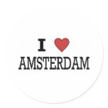 I Love Amsterdam Round Stickers