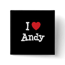 I love Andy heart custom personalized Pinback Buttons
