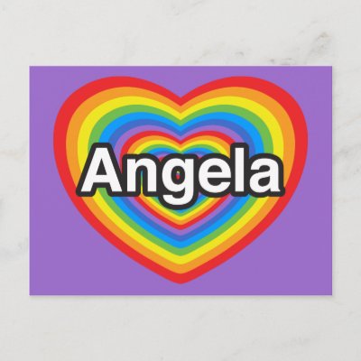 I love you Angela. A valentine for Angela, happy birthday Angela, or a daily sentiment. Personalised, customised/customisable. An Angela rainbow heart.
