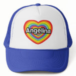 I love Angelina, rainbow heart Mesh Hats