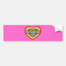 I love Angelo, rainbow heart Bumper Sticker